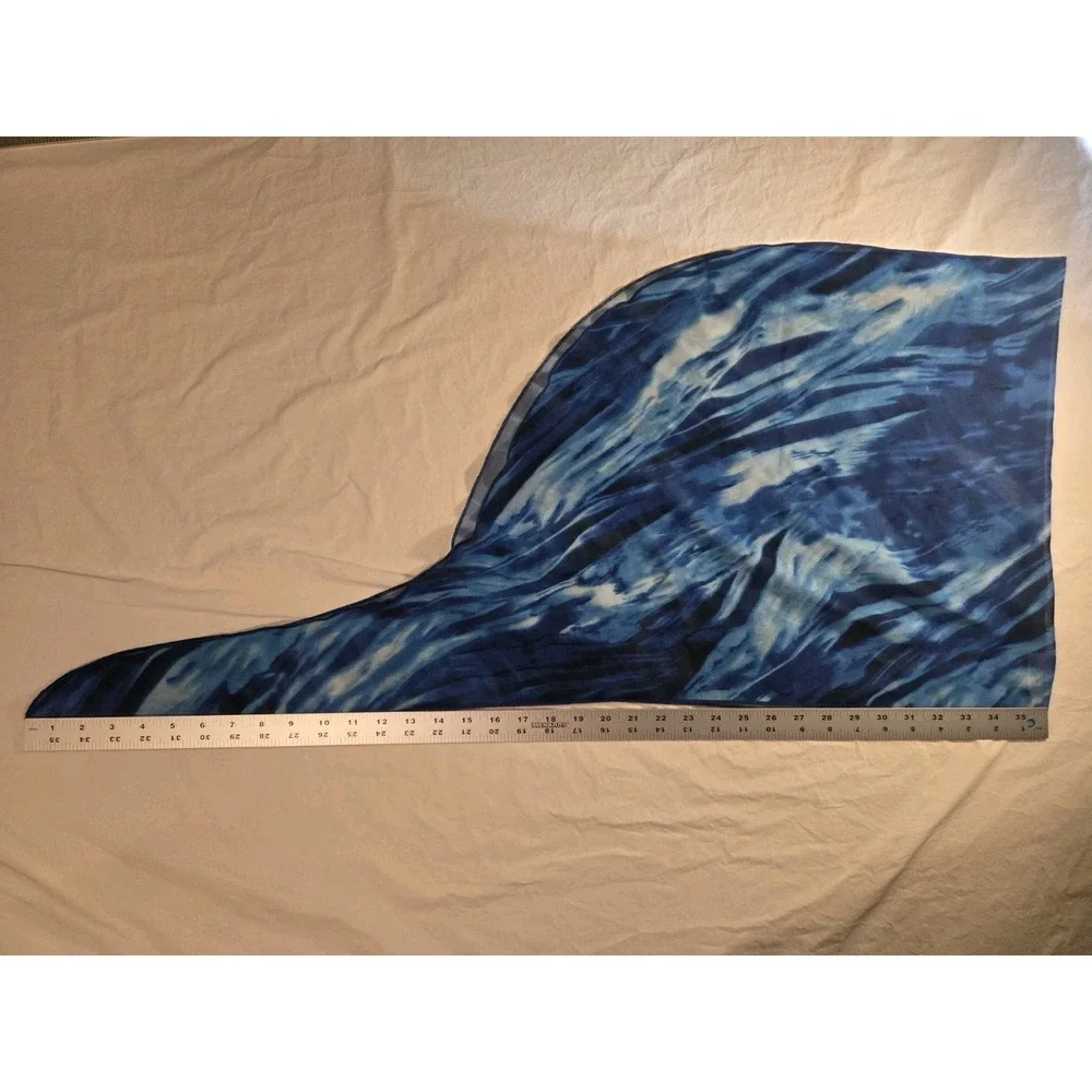 Ekouaer Water Print Sheer Scarf Shawl Beach Tropical Vacation Resort, Blue White